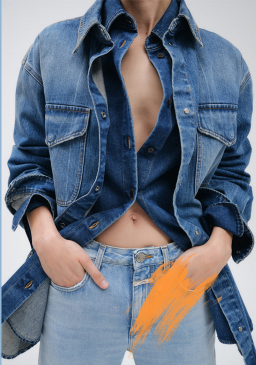 Jeansensemble von Closed hüftlange Jacke und Hose in Blautönen